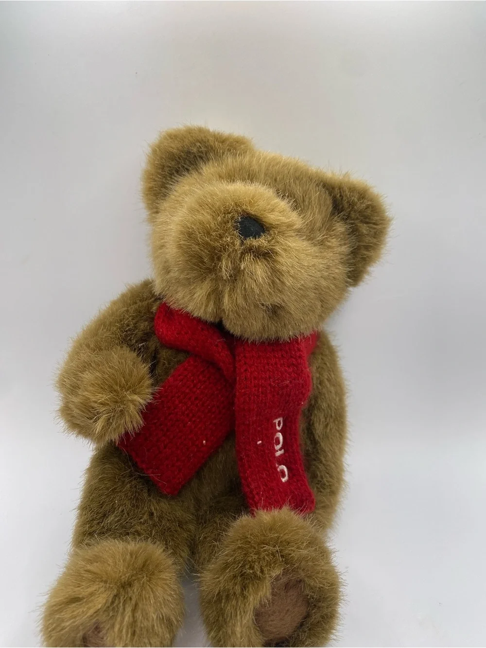 Ralph Lauren Brown Plush Teddy Bear with Red Polo Scarf
